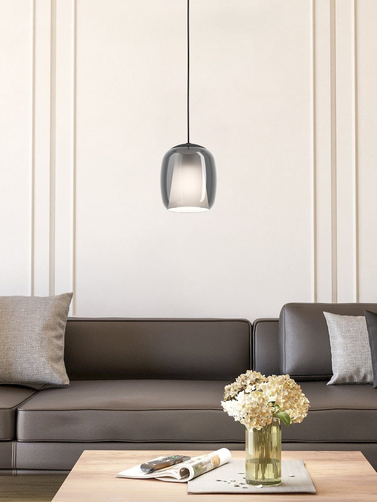 Eglo Black Ciampino Steel and Glass Pendant - Image 1 of 5 Eglo Black Ciampino Steel and Glass Pendant - Image 1 of 5