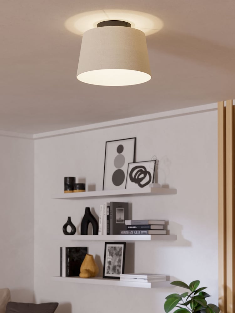 Eglo Black Febres Fabric and Steel Contemporary Ceiling Light - Image 1 of 6