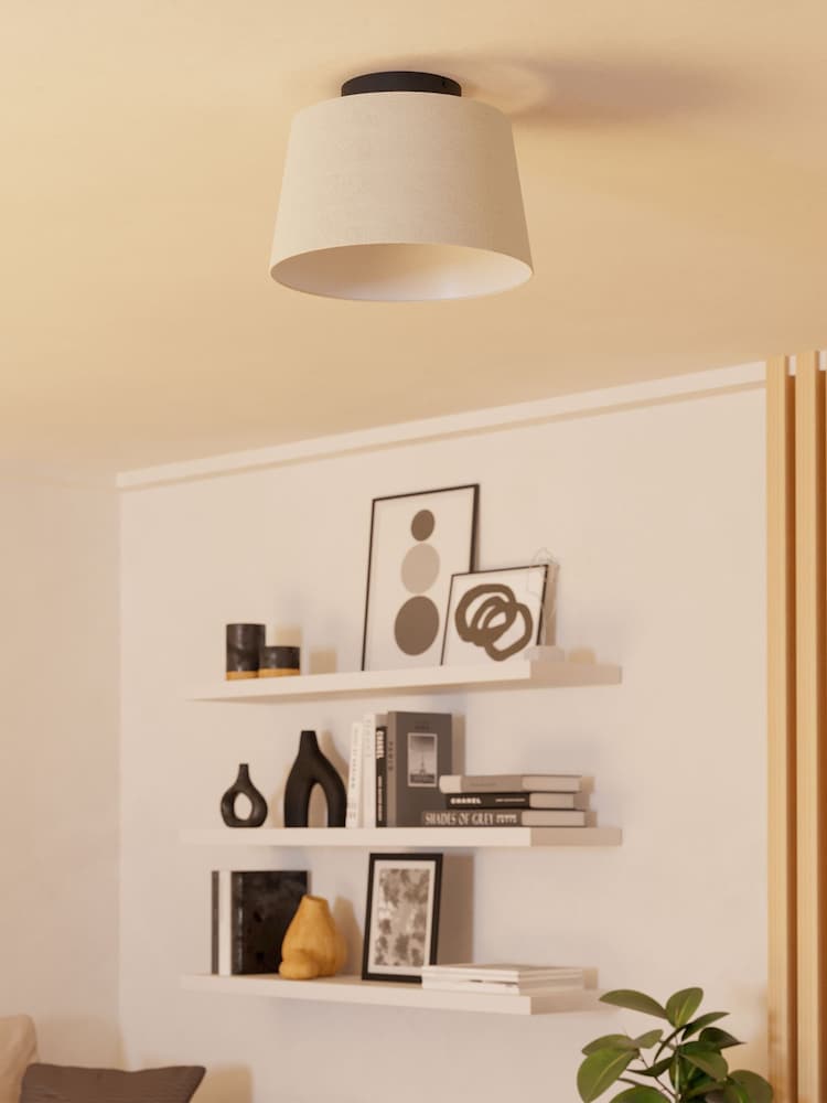 Eglo Black Febres Fabric and Steel Contemporary Ceiling Light - Image 2 of 6