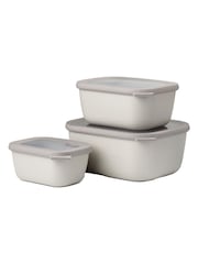 Mepal Nordic White Cirqula Rectangular 3 Piece Food Storage Set - Image 1 of 2