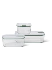 Mepal Nordic Sage Easyclip 'One Clip' 3 Piece Glass Food Storage Set - Image 1 of 2