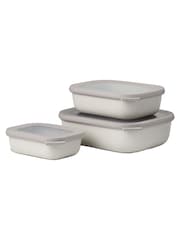 Mepal Nordic White Cirqula Rectangular 3 Piece Food Storage Set - Image 1 of 2