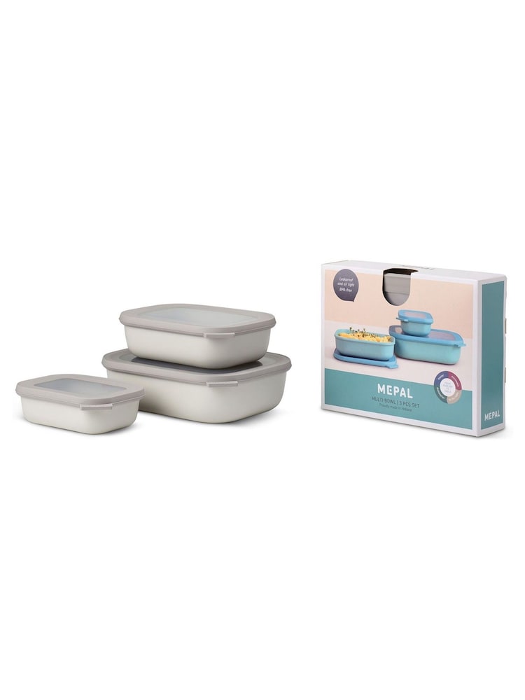 Mepal Nordic White Cirqula Rectangular 3 Piece Food Storage Set - Image 2 of 2
