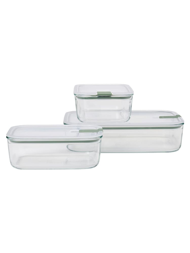 Mepal Nordic Sage Easyclip 'One Clip' 3 Piece Glass Food Storage Set - Image 1 of 2