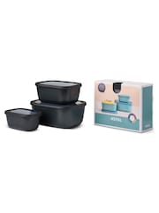 Mepal Nordic Black Cirqula Rectangular 3 Piece Food Storage Set - Image 2 of 2