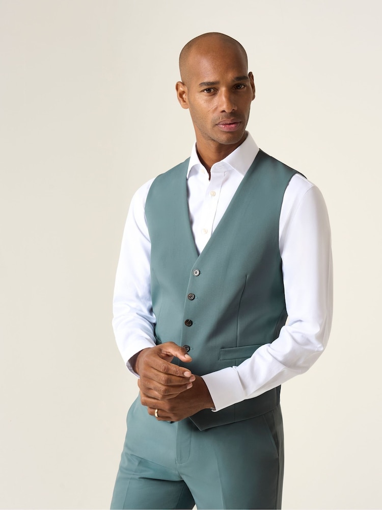 Skopes Green Tailored Fit Beckett Suit Waistcoat - Image 1 of 4