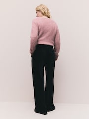 Black Chenille Wide Leg Trousers - Image 3 of 8