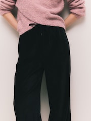 Black Chenille Wide Leg Trousers - Image 4 of 8