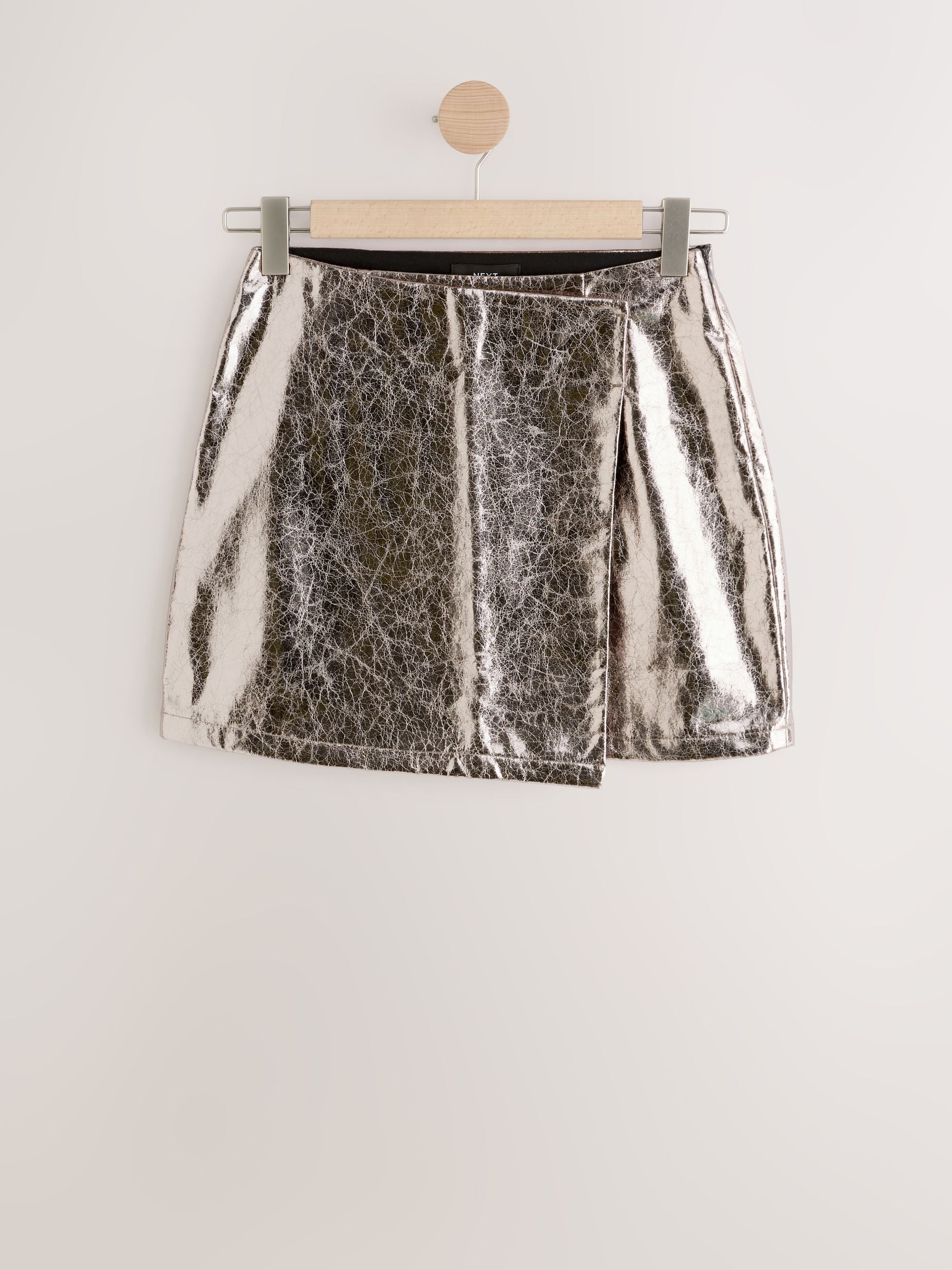 Buy Dark Grey Metallic Faux Leather Mini Skirt from Next Canada