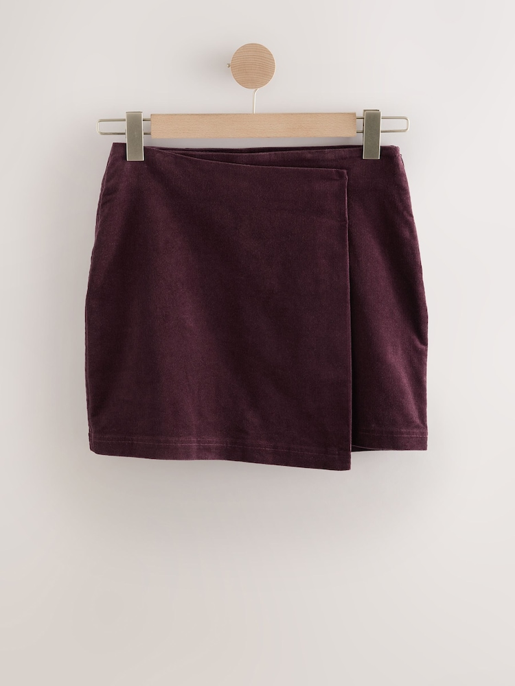 Berry Red Corduroy Mini Wrap Skirt - Image 1 of 4
