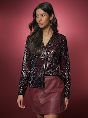 Burgundy Red Faux Leather Mini Skirt - Image 5 of 10
