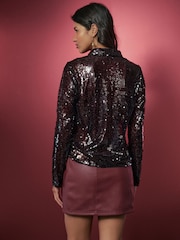 Burgundy Red Faux Leather Mini Skirt - Image 6 of 10
