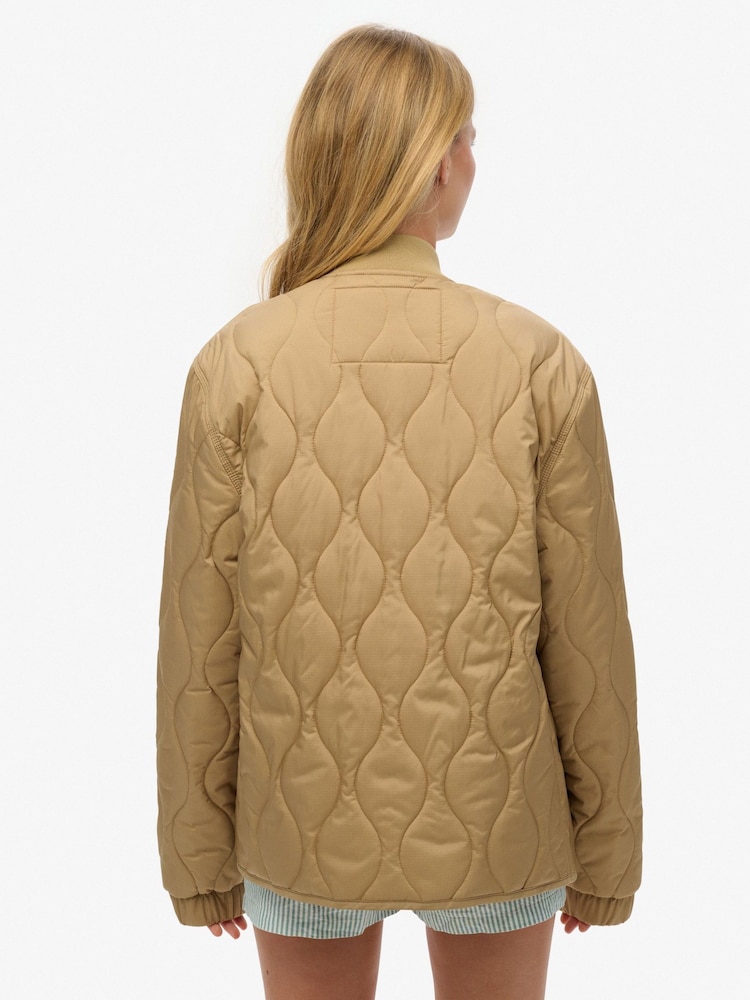 Superdry Brown Oversized Surplus Quilted Liner Jacket - Image 2 of 6