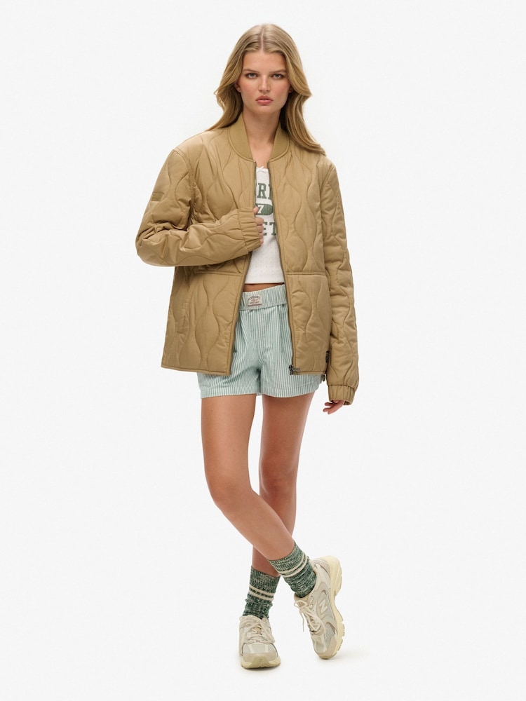 Superdry Brown Oversized Surplus Quilted Liner Jacket - Image 3 of 6