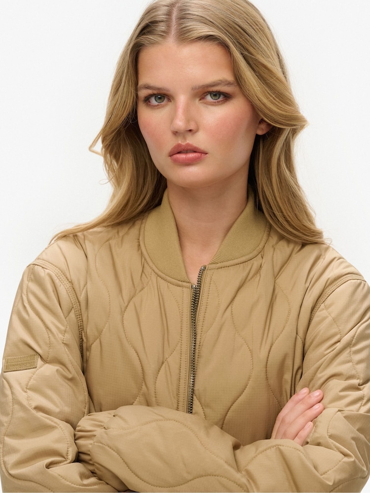 Superdry Brown Oversized Surplus Quilted Liner Jacket - Image 4 of 6