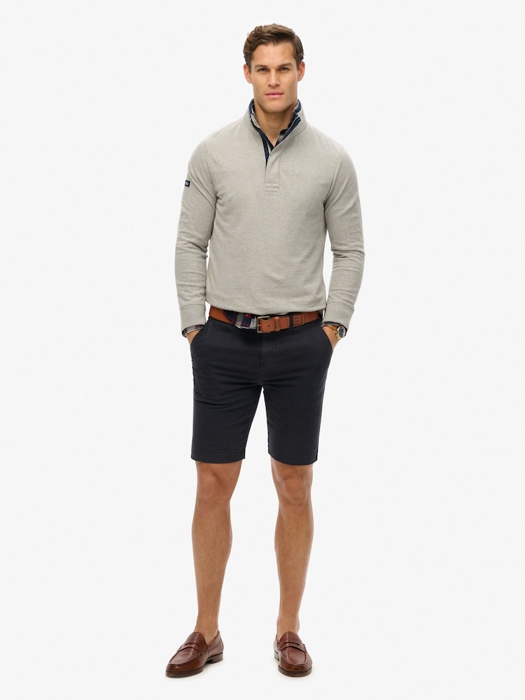 Superdry Grey 100% Cottton Classics Jersey Half Zip Jumper - Image 1 of 5
