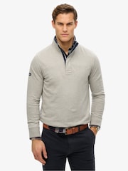 Superdry Grey 100% Cottton Classics Jersey Half Zip Jumper - Image 3 of 5