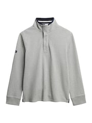 Superdry Grey 100% Cottton Classics Jersey Half Zip Jumper - Image 4 of 5