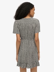 Superdry Black Short Sleeve Printed Mini Wrap Dress - Image 2 of 7