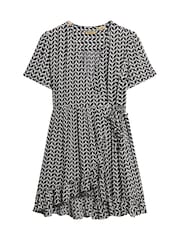 Superdry Black Short Sleeve Printed Mini Wrap Dress - Image 6 of 7