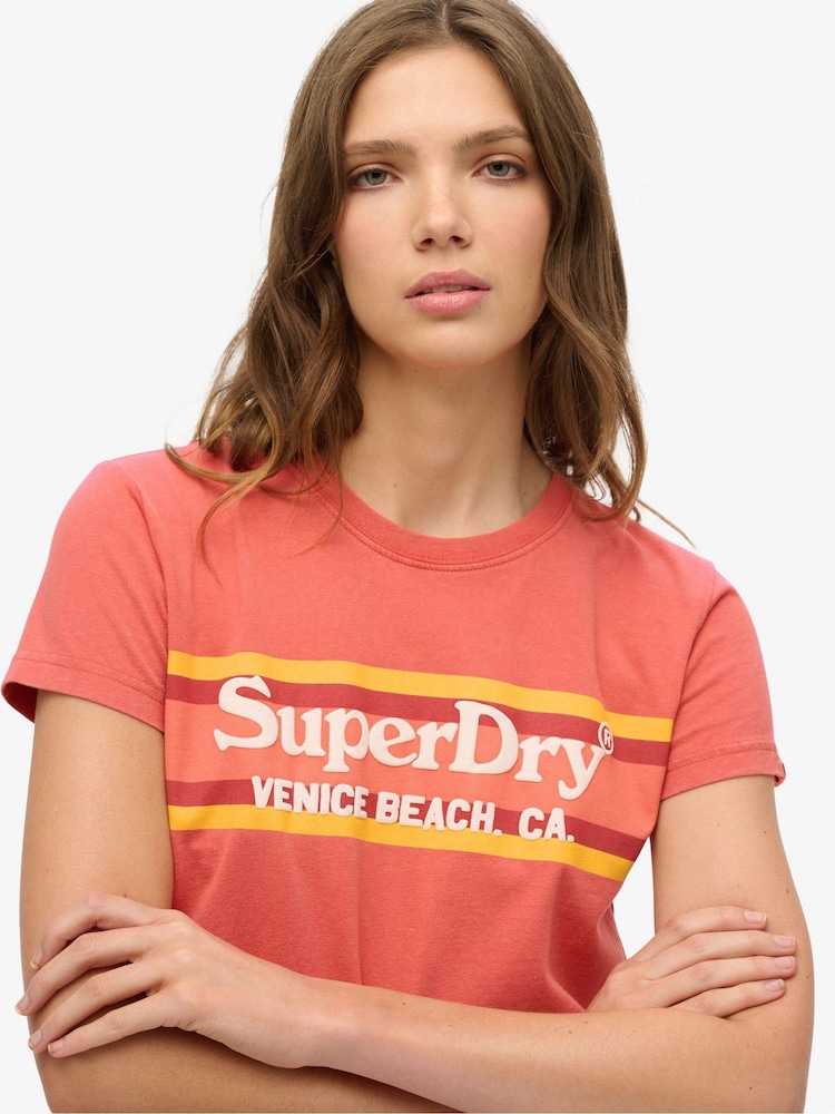 Superdry Orange Venue Outdoors Fitted 100% Cotton T-Shirt - Image 4 of 6