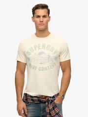 Superdry Cream Lo-fi Outdoor Relaxed 100% Cotton T-Shirt - Image 1 of 4