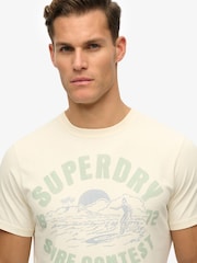 Superdry Cream Lo-fi Outdoor Relaxed 100% Cotton T-Shirt - Image 3 of 4