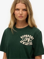 Superdry Green Oversized Vintage Athletic Short Sleeve 100% Cottton T-Shirt - Image 4 of 5