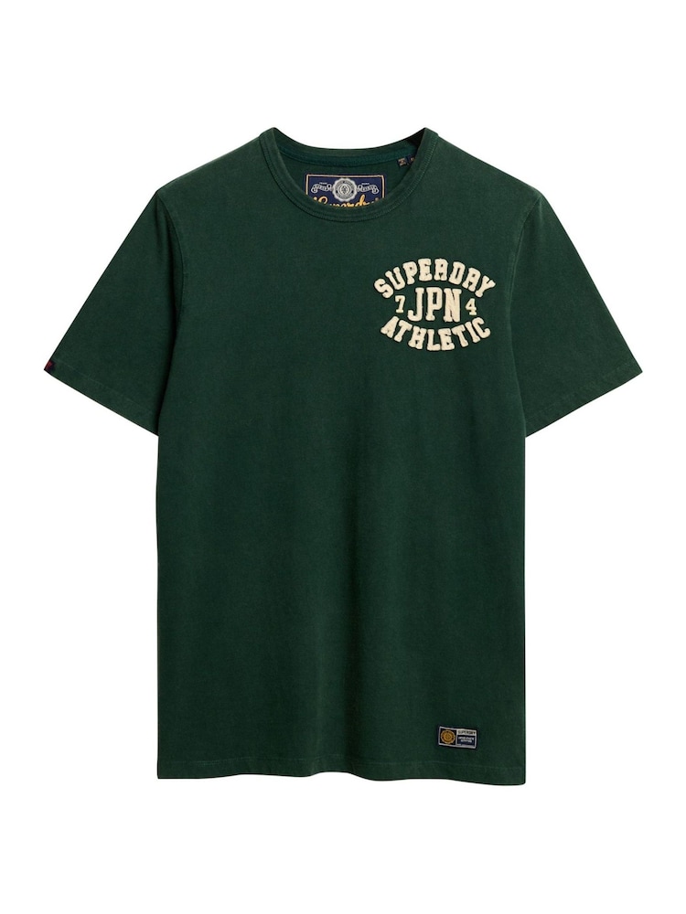 Superdry Green Oversized Vintage Athletic Short Sleeve 100% Cottton T-Shirt - Image 5 of 5