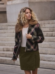 Khaki Green Corduroy Mini Wrap Skirt - Image 2 of 8