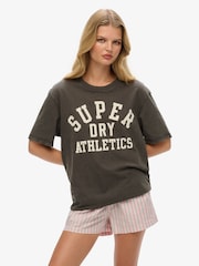Superdry Grey Oversized Athletic Essentials 100% Cotton T-Shirt - Image 1 of 4