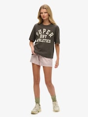 Superdry Grey Oversized Athletic Essentials 100% Cotton T-Shirt - Image 2 of 4