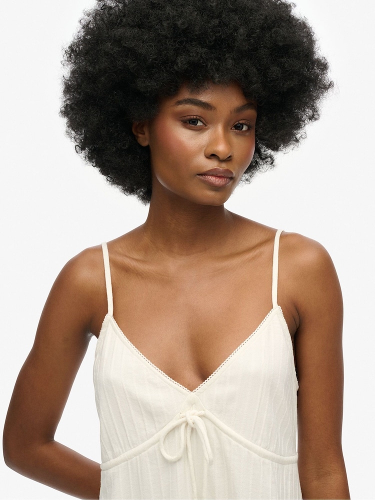 Superdry White Textured Woven Cami Mini Dress - Image 5 of 7