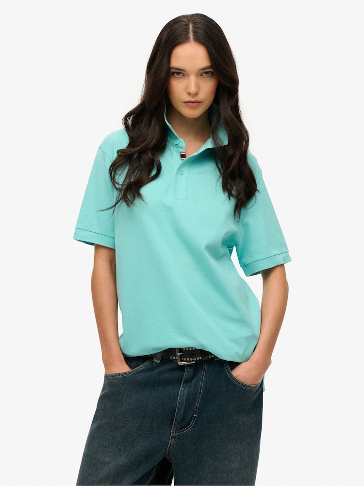Superdry Oversized City Pique 100% Cotton Polo Shirt - Imagen 1 de 1