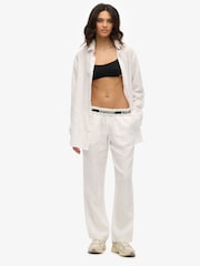 Superdry White 100% Cotton Drawstring Trousers - Image 1 of 7