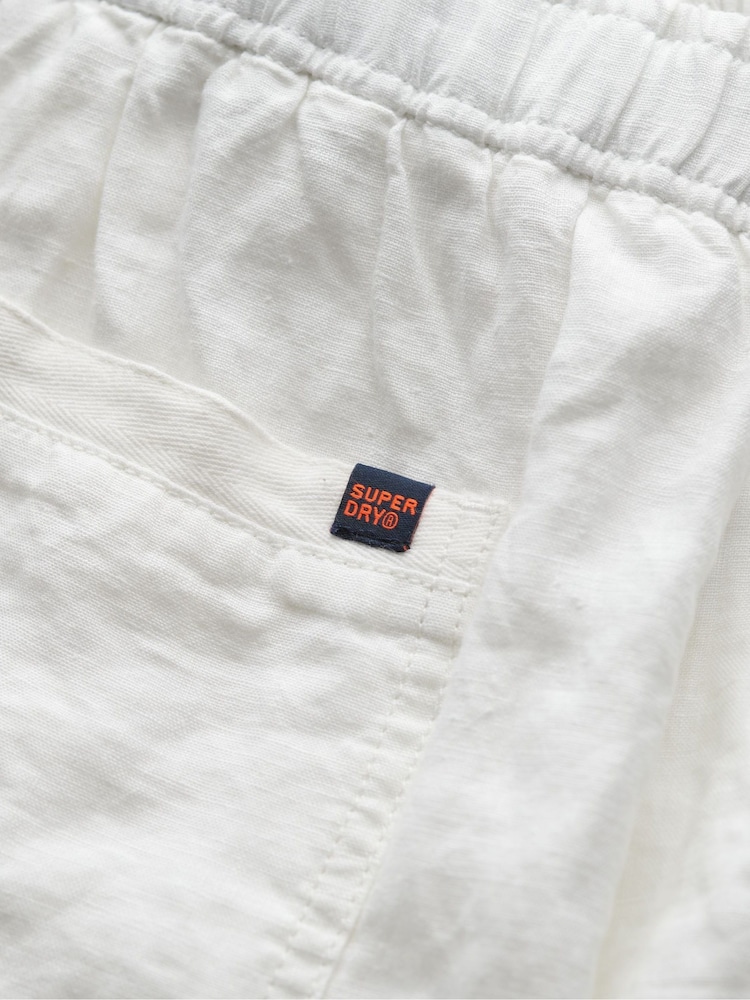 Superdry White 100% Cotton Drawstring Trousers - Image 7 of 7
