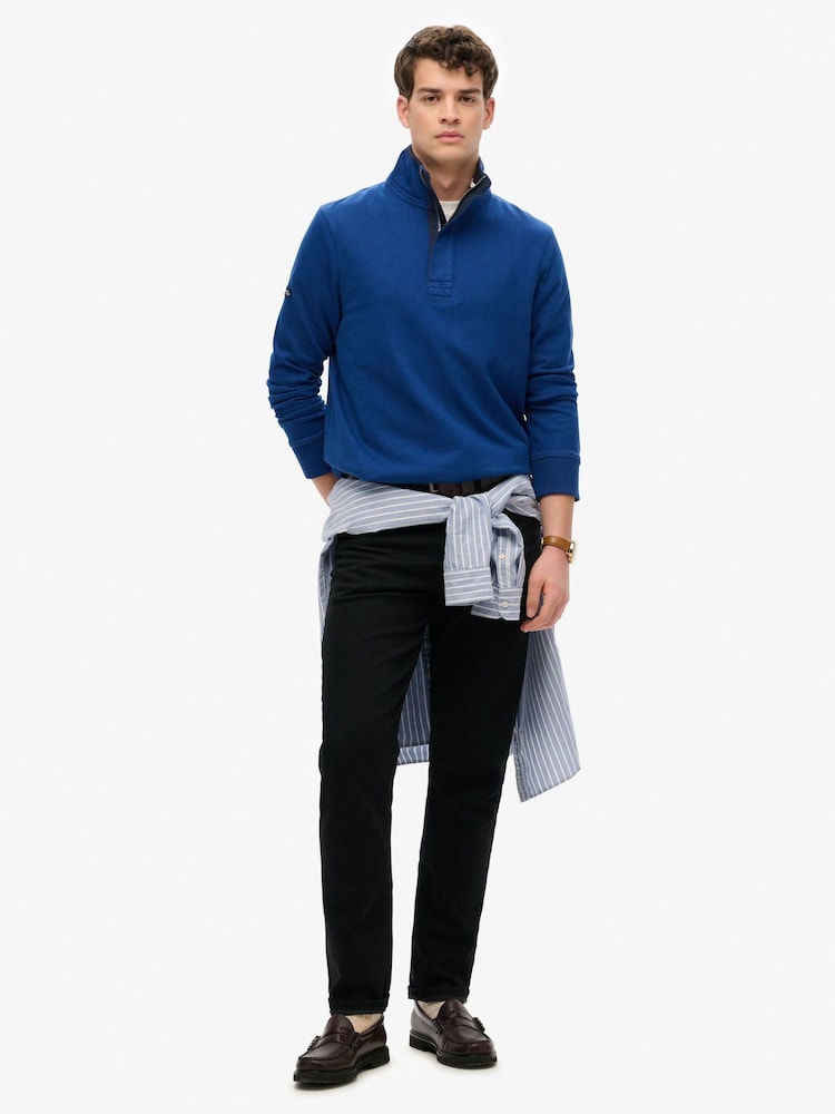 Superdry Blue 100% Cottton Classics Jersey Half Zip Jumper - Image 2 of 6