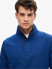 Superdry Blue 100% Cottton Classics Jersey Half Zip Jumper - Image 3 of 6