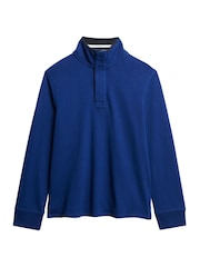 Superdry Blue 100% Cottton Classics Jersey Half Zip Jumper - Image 4 of 6
