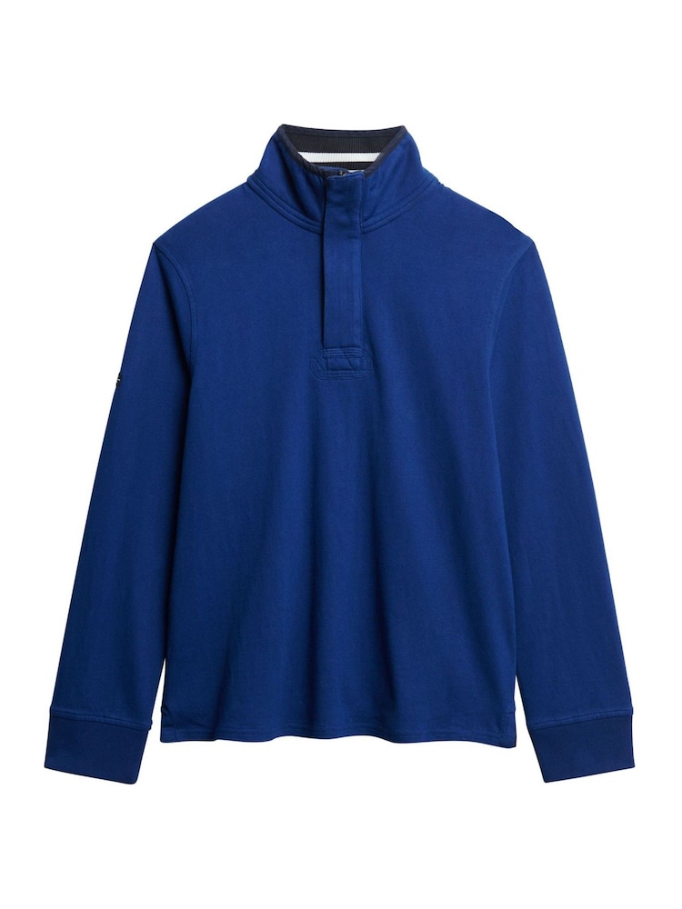 Superdry Blue 100% Cottton Classics Jersey Half Zip Jumper - Image 4 of 6