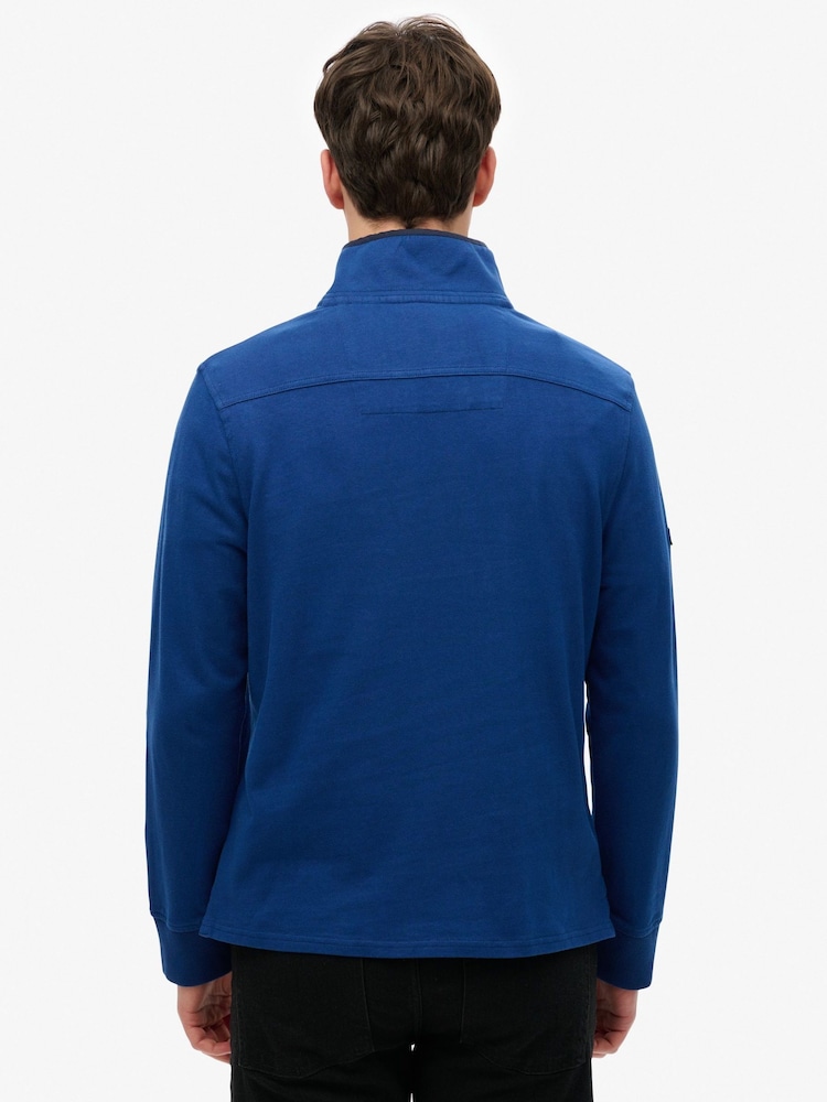 Superdry Blue 100% Cottton Classics Jersey Half Zip Jumper - Image 5 of 6