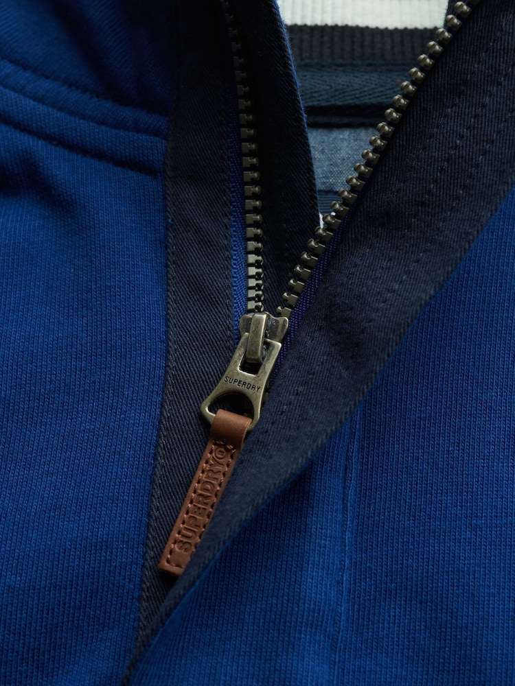 Superdry Blue 100% Cottton Classics Jersey Half Zip Jumper - Image 6 of 6
