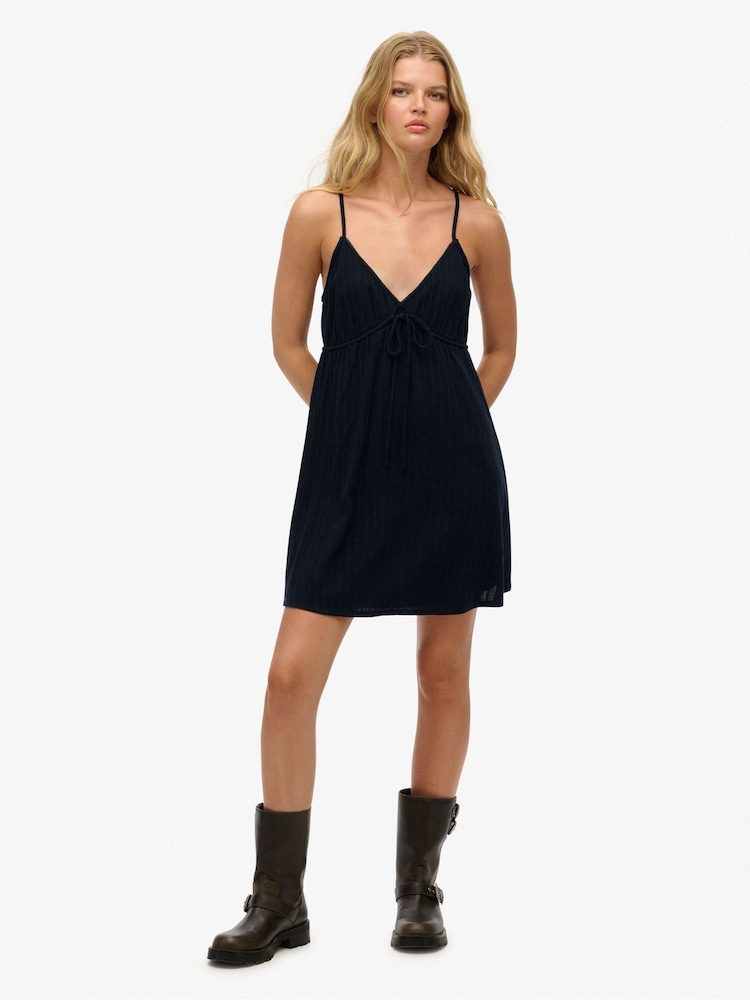Superdry Blue Textured Woven Cami Mini Dress - Image 3 of 7