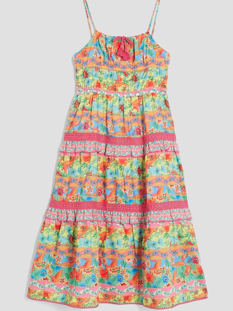 River Island Orange Girls Tropical Stripe Maxi Dress - Image 1 of 4