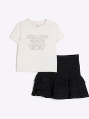 River Island Cream Girls Ditsy T-Shirt Rara Set - Image 1 of 5