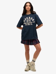 Superdry Blue Oversized Athletic Essentials 100% Cotton T-Shirt - Image 2 of 4