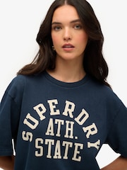 Superdry Blue Oversized Athletic Essentials 100% Cotton T-Shirt - Image 4 of 4