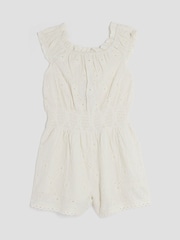 River Island Girls Shirred Textured 100% Cotton Playsuit - صورة 1 من 4