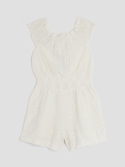 River Island Girls Shirred Textured 100% Cotton Playsuit - صورة 2 من 4