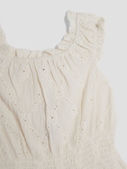 River Island Girls Shirred Textured 100% Cotton Playsuit - صورة 3 من 4